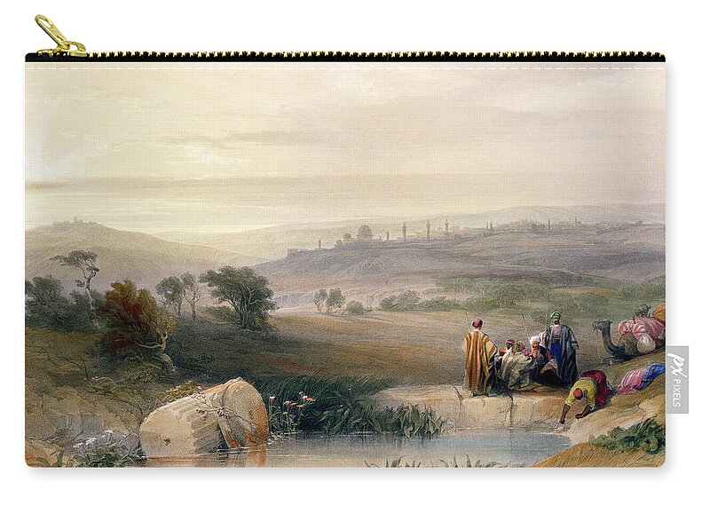 Jerusalem Zip Pouch featuring the painting Jerusalem, April 1839 by David Roberts