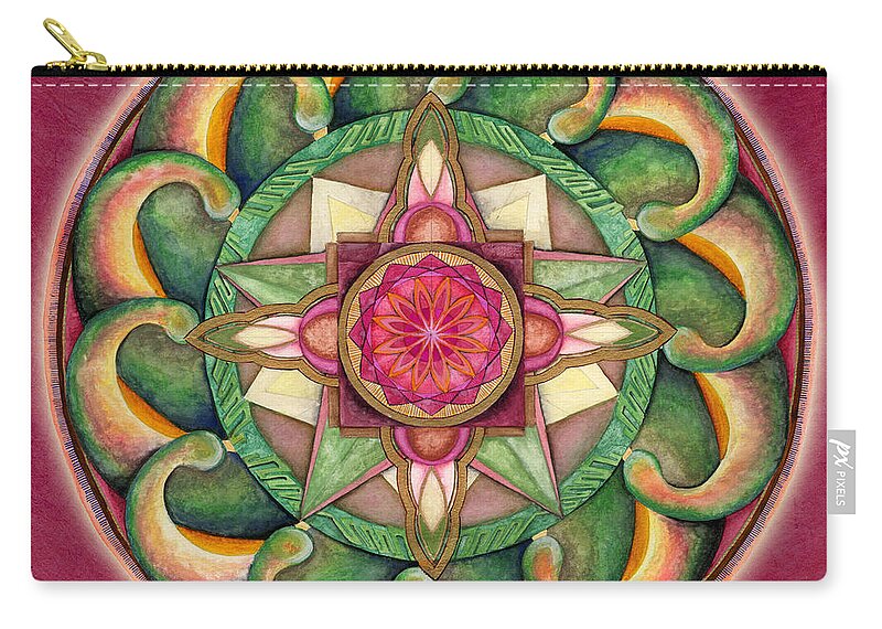Mandala Art Zip Pouch featuring the painting Jewel of the Heart Mandala by Jo Thomas Blaine