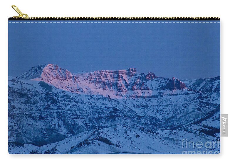 Alpen Light Zip Pouch featuring the photograph Jim Mountain-Signed by J L Woody Wooden