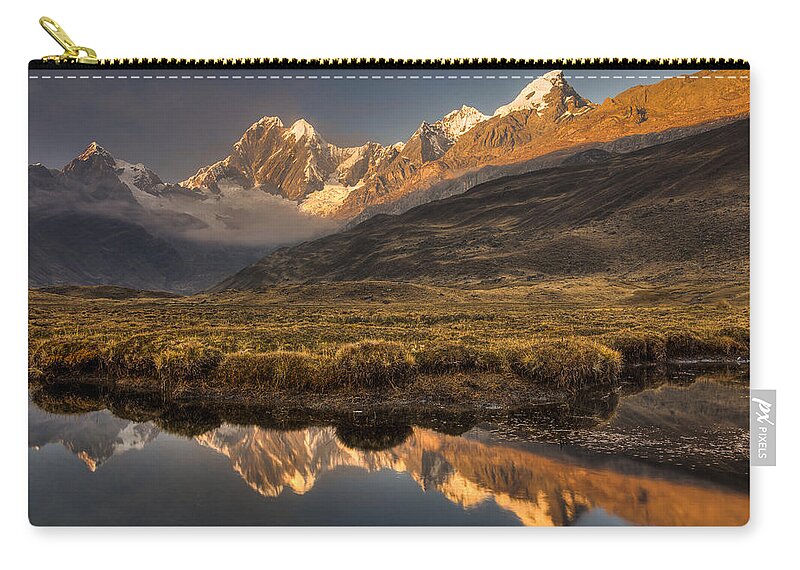 Feb0514 Zip Pouch featuring the photograph Jirishanca Peak Dawn Andes Peru by Colin Monteath