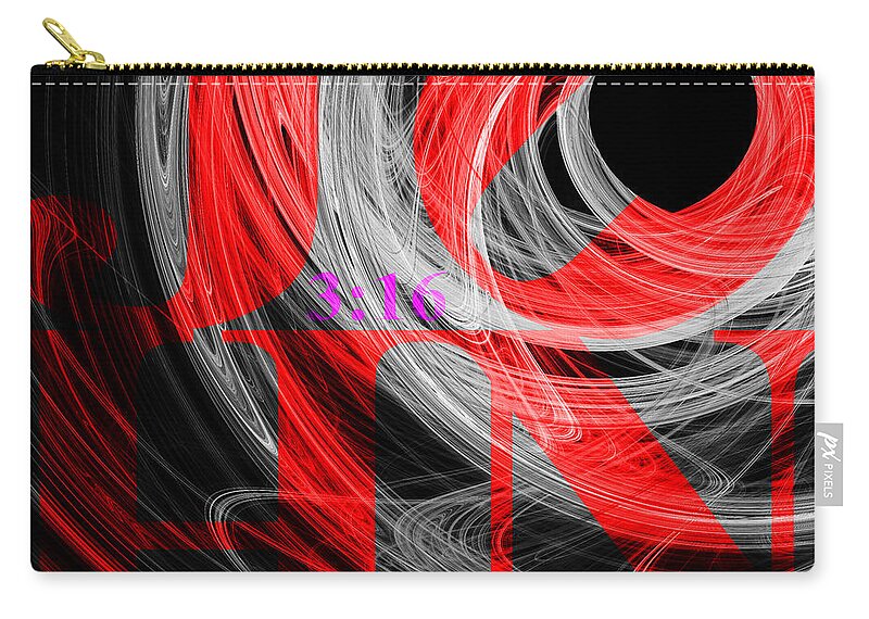 Wingsdomain Zip Pouch featuring the digital art John 3 16 20130708 Fractal Heart v2b by Wingsdomain Art and Photography