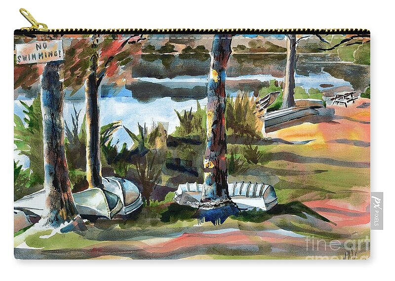 John Boats And Row Boats Zip Pouch featuring the painting John Boats and Row Boats by Kip DeVore