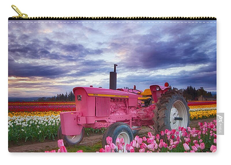 Tulips Zip Pouch featuring the photograph John Deere Pink by Darren White