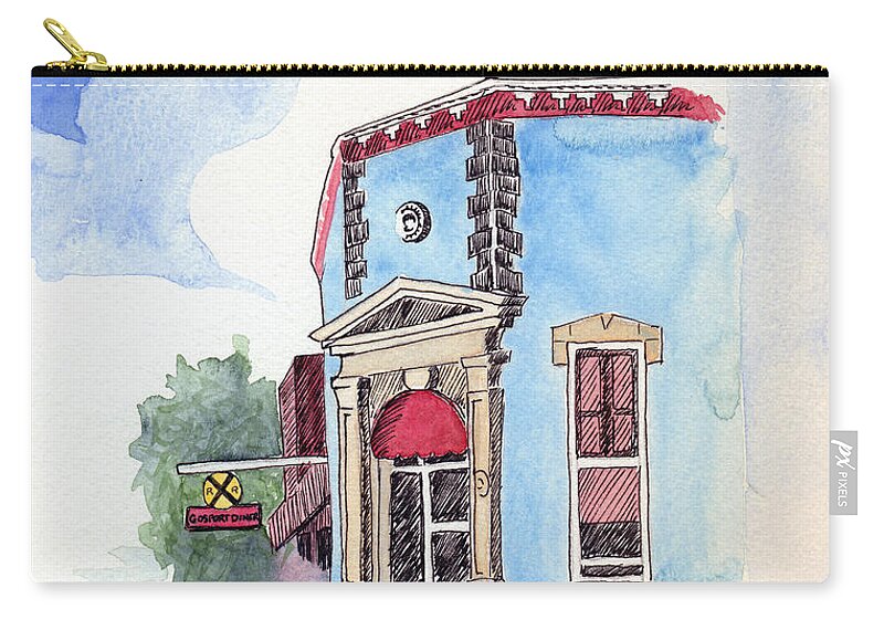 Gosport Indiana Zip Pouch featuring the painting John Dillinger Was Here by Katherine Miller