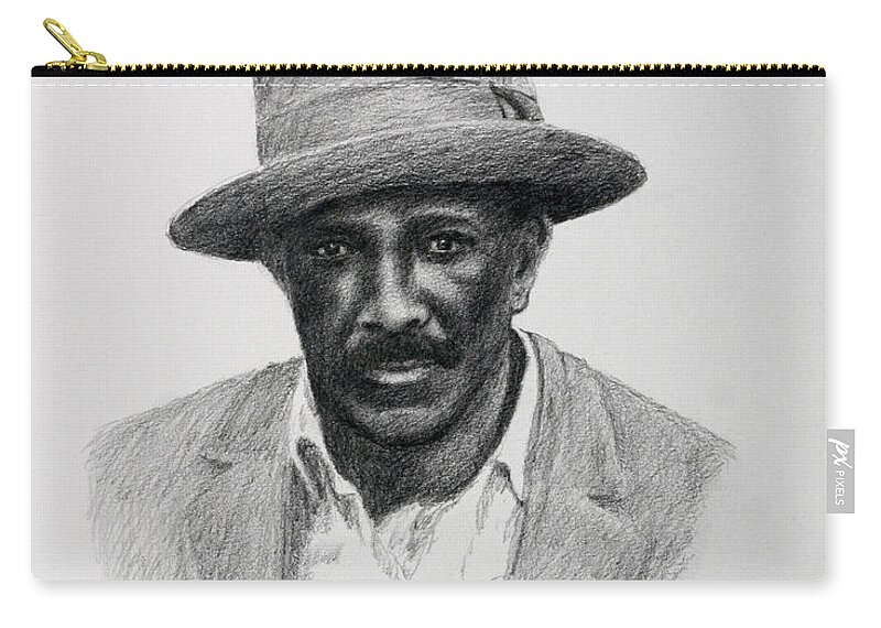 Portrait Zip Pouch featuring the drawing John Hearn by Daniel Reed
