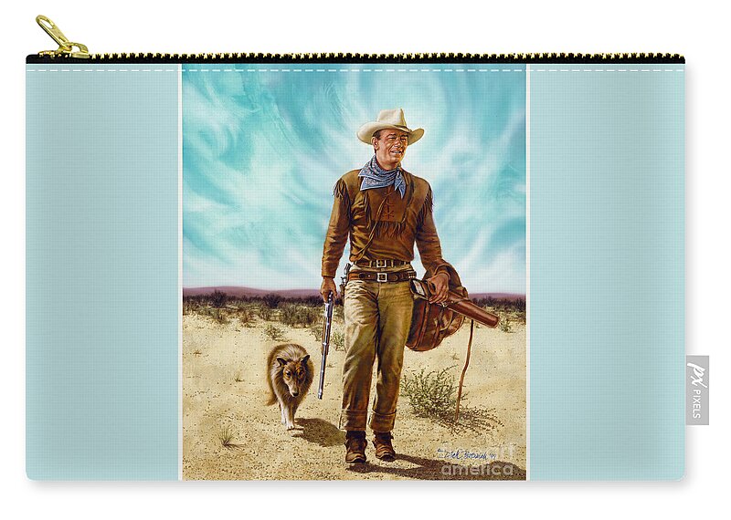 Portrait Zip Pouch featuring the painting John Wayne HONDO by Dick Bobnick