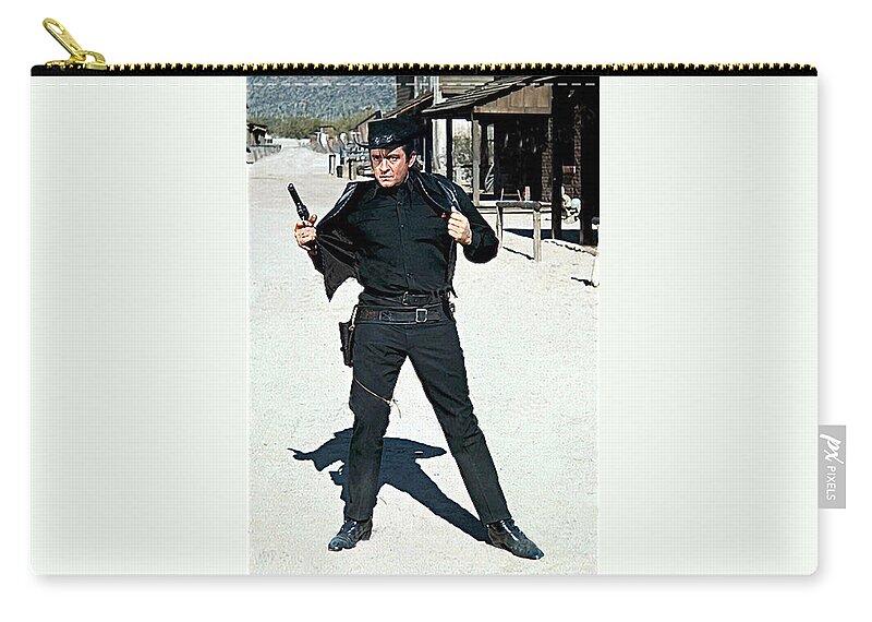 Johnny Cash A Gunfight Promo Old Tucson Arizona Gunfighter John Wayne Zip Pouch featuring the photograph Johnny Cash A Gunfight promo Old Tucson Arizona 1971 by David Lee Guss