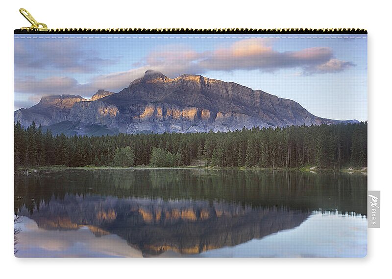 Feb0514 Zip Pouch featuring the photograph Johnson Lake And Mt Rundle Banff by Tim Fitzharris