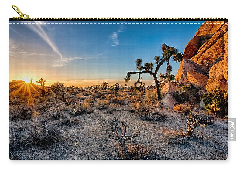 California Zip Pouch featuring the photograph Joshua's Sunset by Peter Tellone