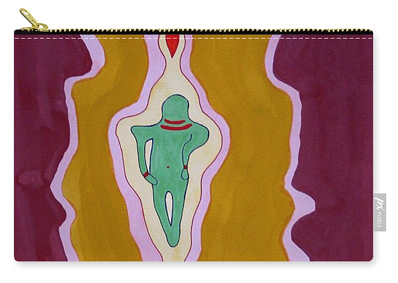 Painting Zip Pouch featuring the painting Journey between Suns original painting by Sol Luckman