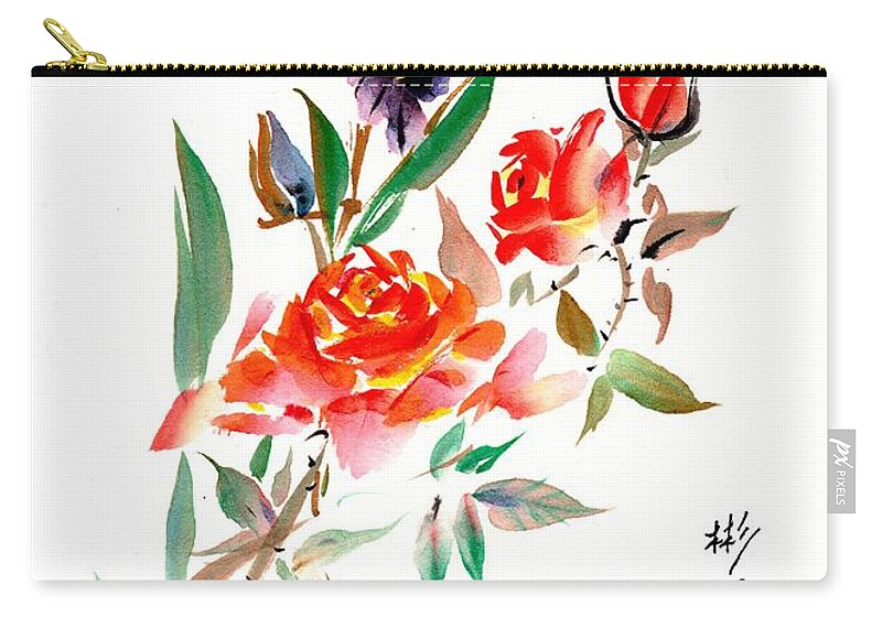 Chinese Brush Painting Zip Pouch featuring the painting Journey by Bill Searle