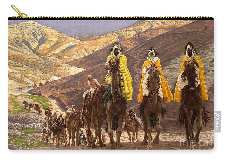 Christmas Zip Pouch featuring the painting Journey of the Magi by Tissot