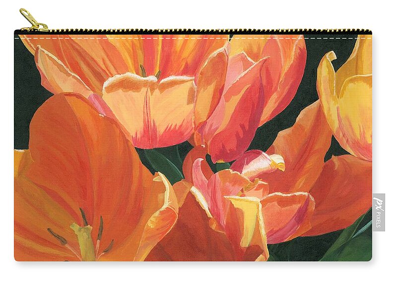 Tulips Carry-all Pouch featuring the painting Julie's Tulips by Lynne Reichhart