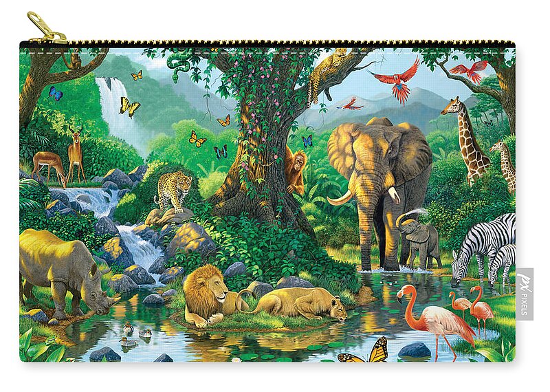 Animal Zip Pouch featuring the photograph Jungle Harmony by MGL Meiklejohn Graphics Licensing