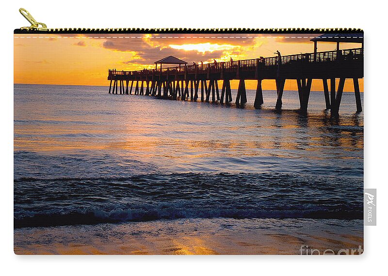 Pier Zip Pouch featuring the photograph Juno Beach pier by Carey Chen