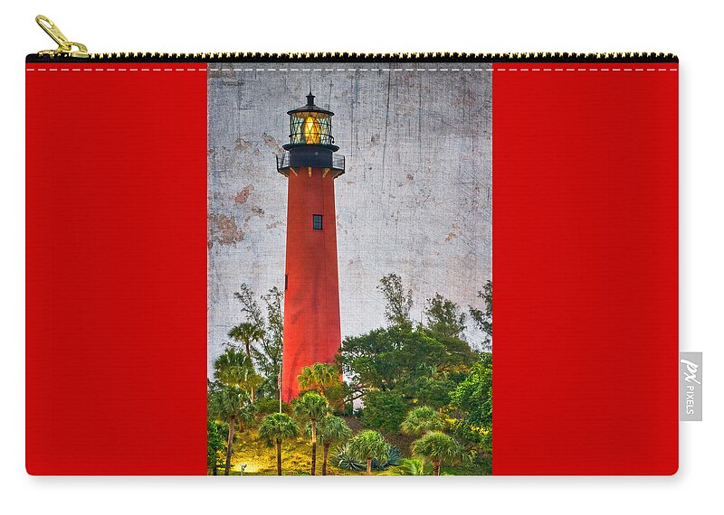 Clouds Zip Pouch featuring the photograph Jupiter Lighthouse by Debra and Dave Vanderlaan