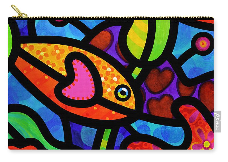 Fish Zip Pouch featuring the painting Kaleidoscope Reef by Steven Scott