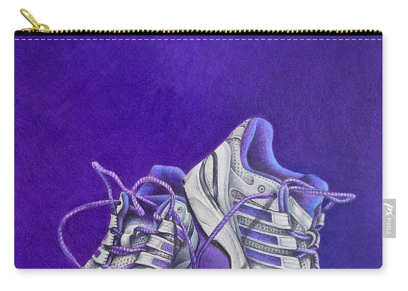 Running Zip Pouch featuring the painting Karen's Shoes by Pamela Clements