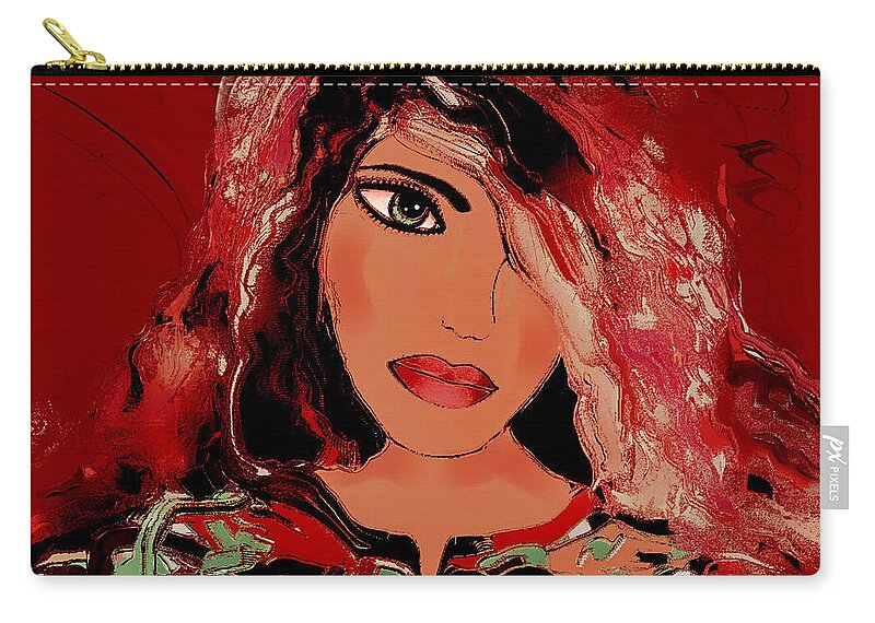 Woman Zip Pouch featuring the mixed media Katia by Natalie Holland