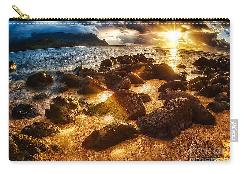 Palm Trees Zip Pouch featuring the photograph Kauai Gold by Eye Olating Images
