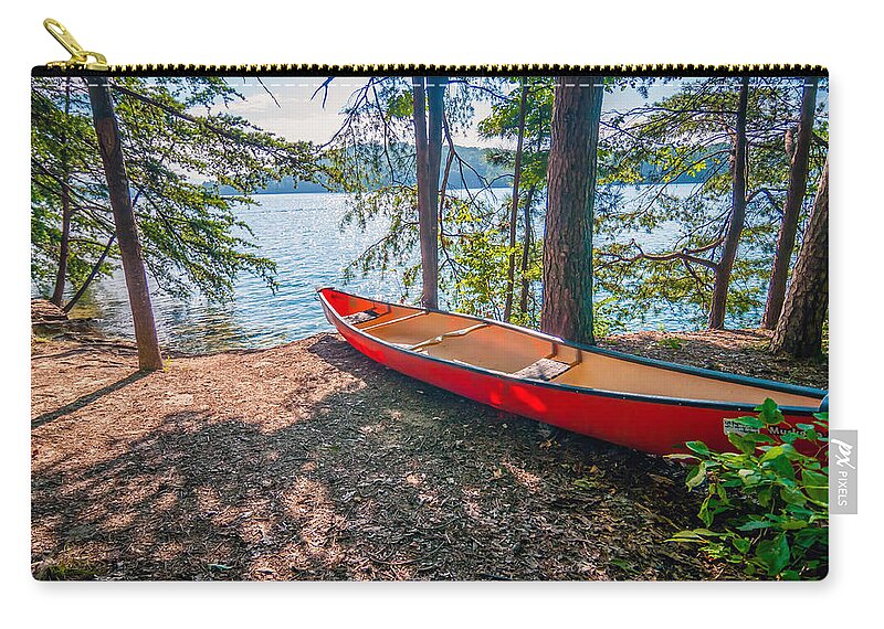Activity Zip Pouch featuring the photograph Kayak By The Water by Alex Grichenko