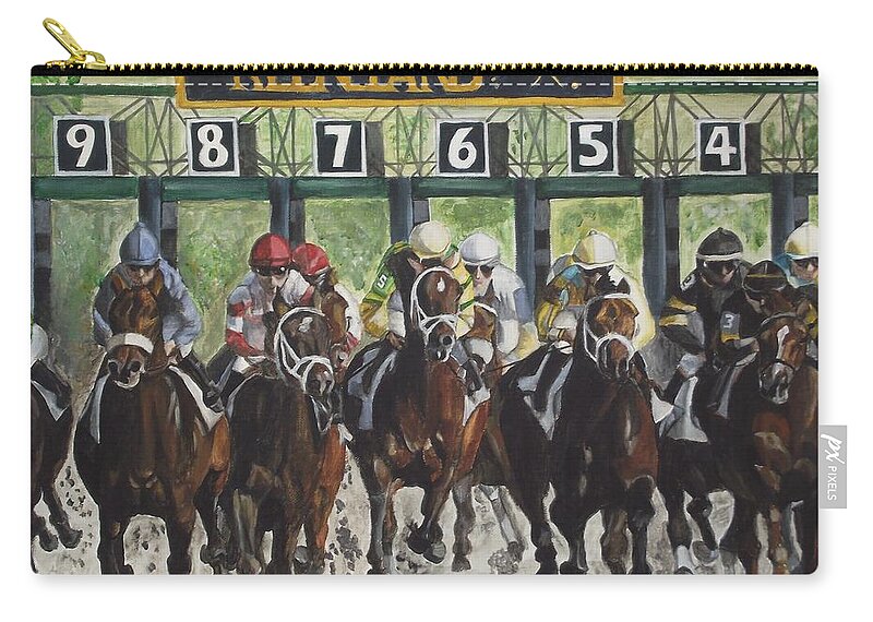 Acrylic Zip Pouch featuring the painting Keeneland by Kim Selig