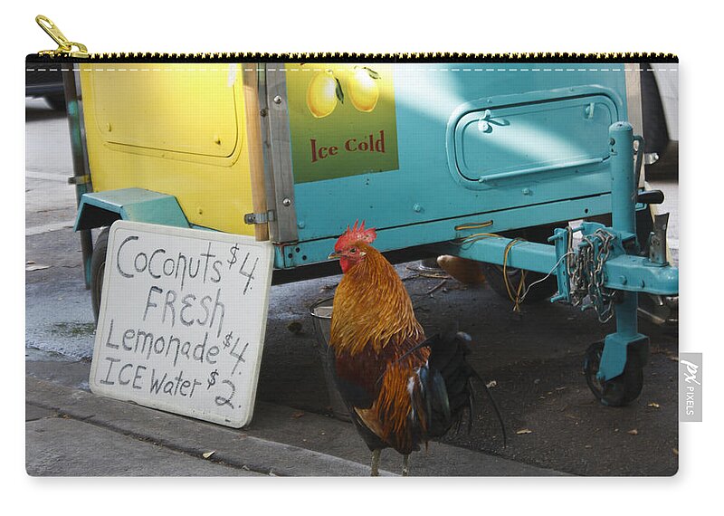 Florida Zip Pouch featuring the photograph Key West - Rooster Making a Living by Ronald Reid