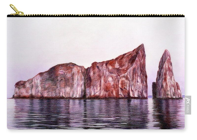 Jan Lawnikanis Zip Pouch featuring the painting Kicker Rock by Jan Lawnikanis