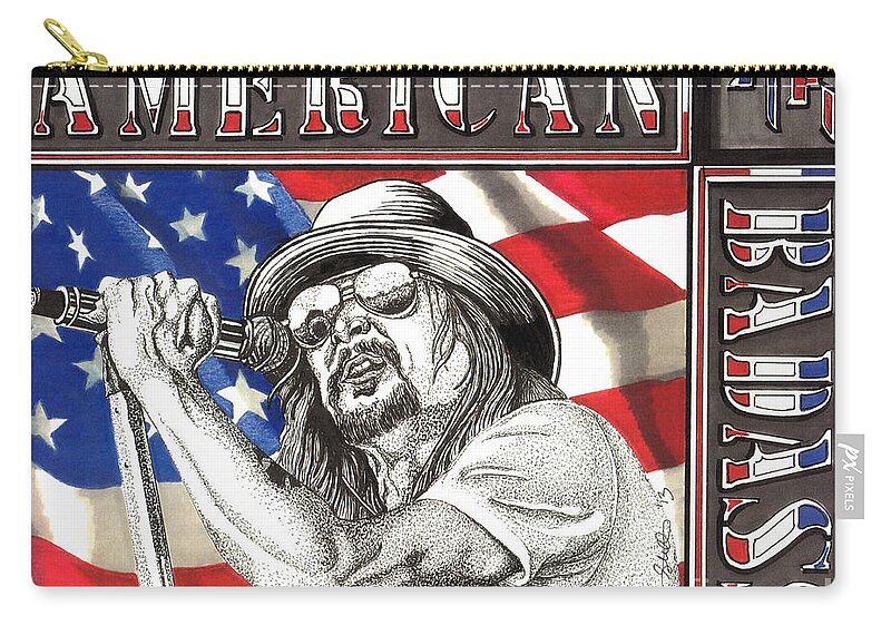 Kid Rock Zip Pouch featuring the drawing Kid Rock American Badass by Cory Still