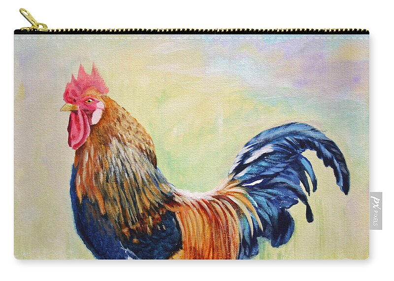 Rooster Zip Pouch featuring the painting King of the Barnyard by Jimmie Bartlett