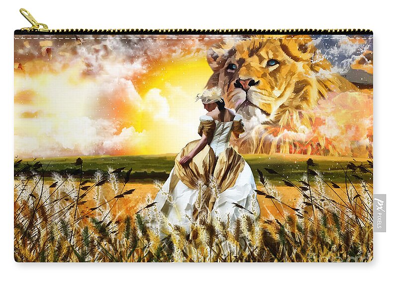 Kingdom Of Heaven Lion Of Judah Zip Pouch featuring the digital art Kingdom Gold by Dolores Develde