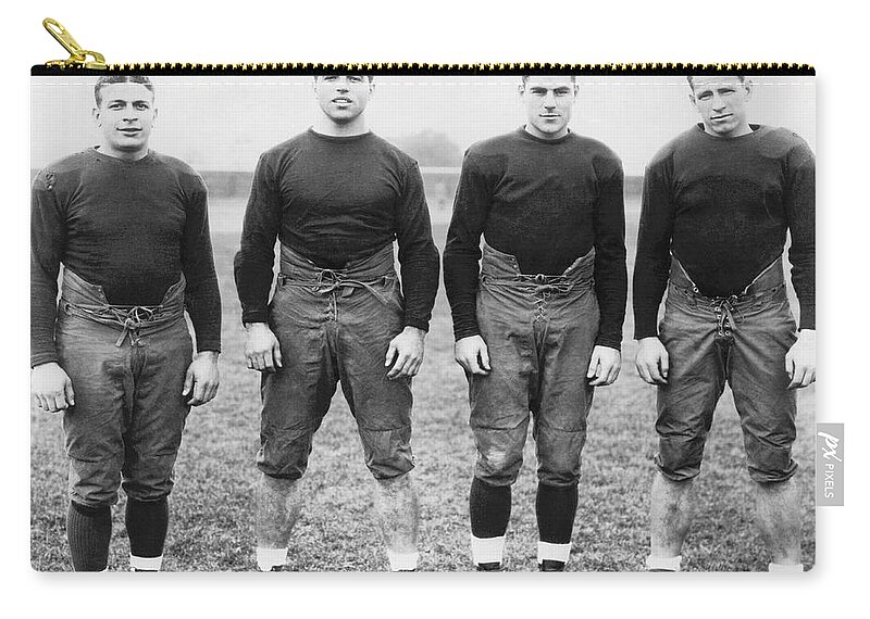 1920's Zip Pouch featuring the photograph Knute Rockne's Backfield by Underwood Archives