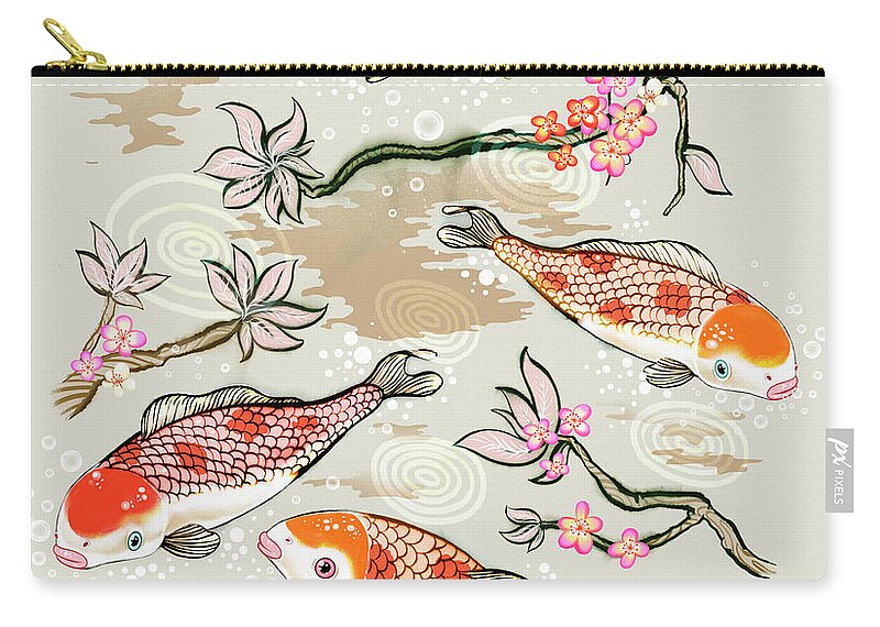 Animal Zip Pouch featuring the photograph Koi Fish Swimming In Pond by Ikon Ikon Images