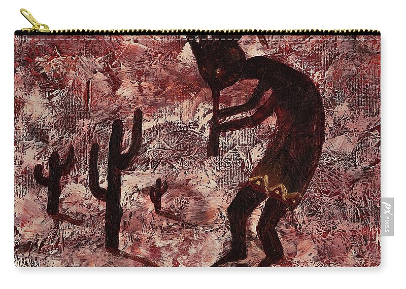 Native American Folklore Carry-all Pouch featuring the painting Kokopelli by Darice Machel McGuire