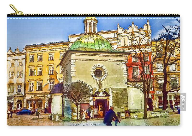 Cracow Zip Pouch featuring the digital art Krakow Main Square Old Town by Justyna Jaszke JBJart