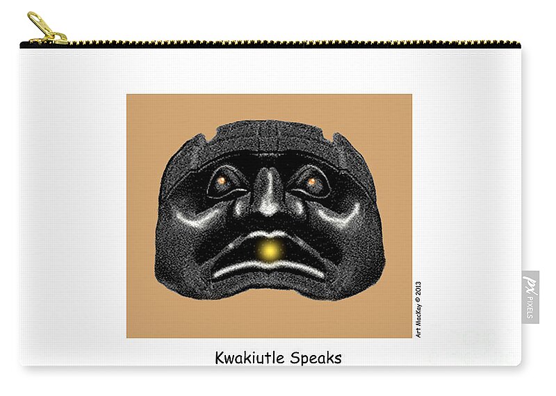 Kwakiuti Zip Pouch featuring the mixed media Kwakiutl Speaks by Art MacKay