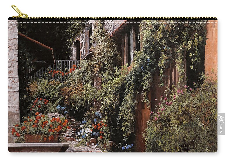 Fountain Zip Pouch featuring the painting La Fontanella by Guido Borelli