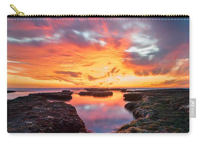 La Jolla Zip Pouch featuring the photograph La Jolla California Reflections - Square by Larry Marshall