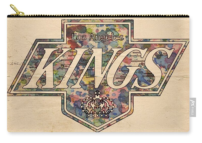 Los Angeles Kings Zip Pouch featuring the painting LA Kings Vintage Art by Florian Rodarte