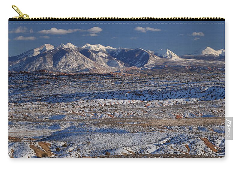  Zip Pouch featuring the photograph La Sal Mountain Range by Adam Jewell
