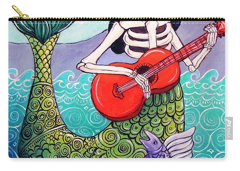 Dia De Los Muertos Zip Pouch featuring the painting La Sirena by Candy Mayer