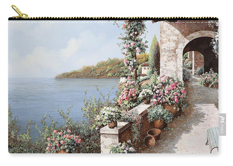 Coastal Zip Pouch featuring the painting La Terrazza by Guido Borelli