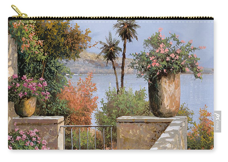 Terrace Zip Pouch featuring the painting La Terrazza Un Vaso Due Palme by Guido Borelli
