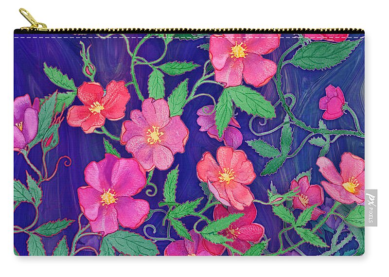 Roses Zip Pouch featuring the mixed media La Vie en Rose by Teresa Ascone