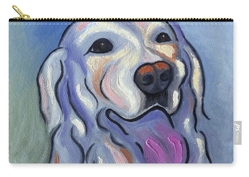 Painterly Dog Face Zip Pouch featuring the painting Labrador Retriever by Karen Zuk Rosenblatt