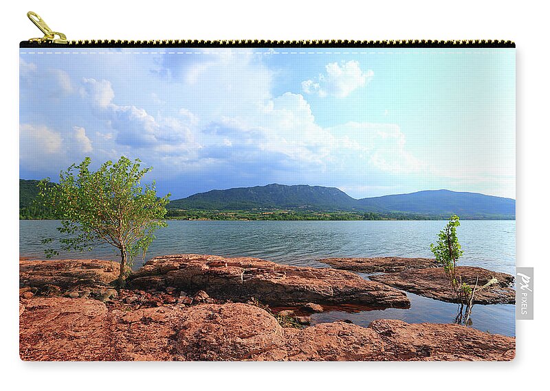 Tranquility Zip Pouch featuring the photograph Lac Du Salagou by Martin Sandberg