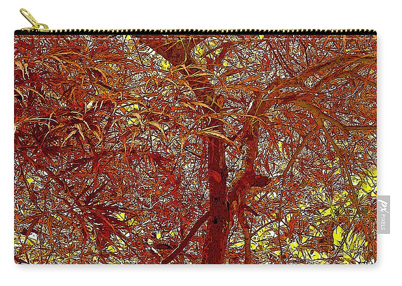 Lace-leaf Maple Zip Pouch featuring the digital art Lace-leaf Radiance by Gary Olsen-Hasek