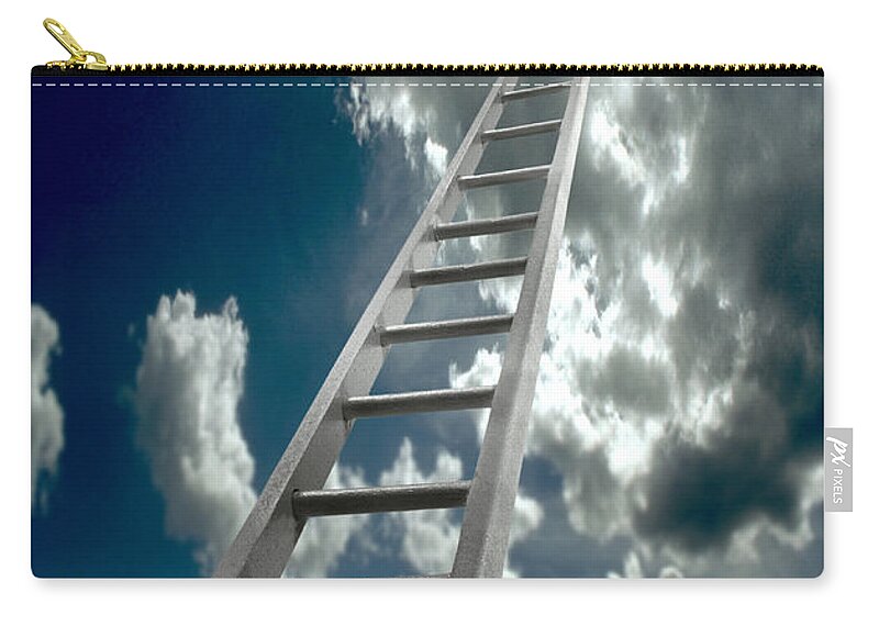 Ladder Zip Pouch featuring the photograph Ladder Ascending Into The Clouds by Mike Agliolo