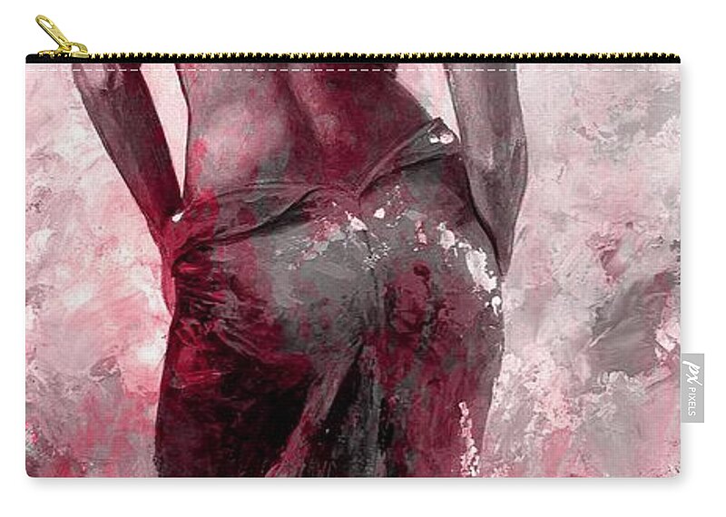 Lady Zip Pouch featuring the painting Lady in Red #27 digital colored version red by Emerico Imre Toth