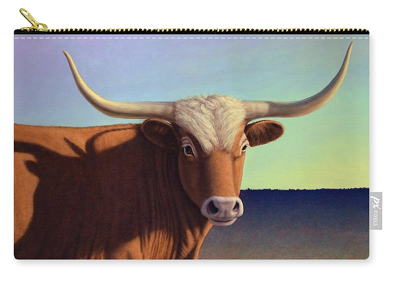 Lady Longhorn Zip Pouch featuring the painting Lady Longhorn by James W Johnson